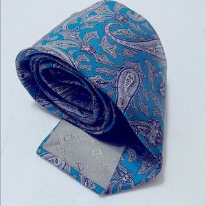 Dior Blue and Gray Paisley Silk Tie